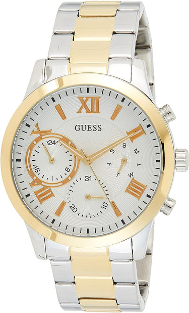 Guess Dress Steel Ladies Damen-Armbanduhr Solar Analog Quarz Edelstahl bicolor W1070L8